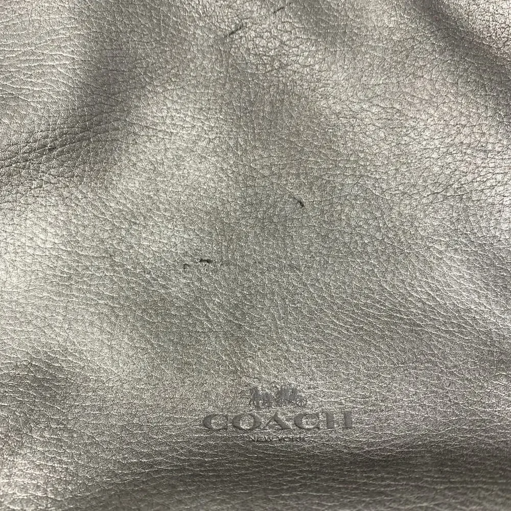Coach Large Metallic Pewter Soft Leather Tote Bag *FLAWS